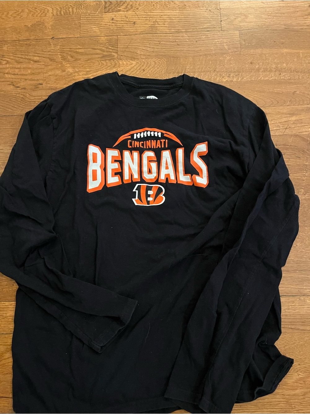 NFL Cincinnati Bengals Black Long Sleeve Shirt with Orange & White Logo